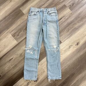 Agolde Men's Light Blue Distressed Jeans